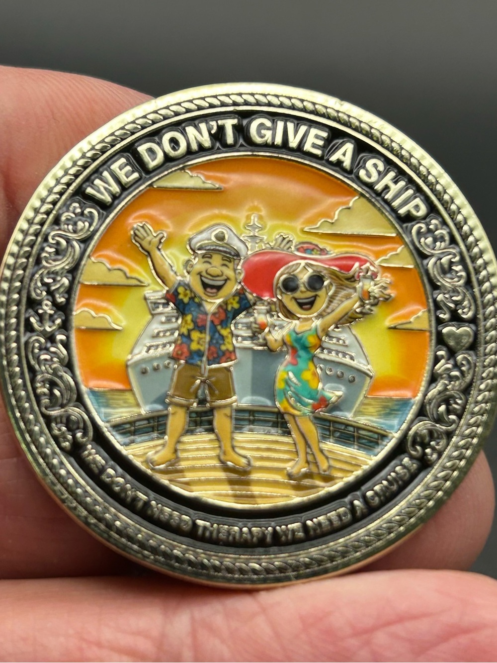 We Don't Give a Ship Commemorative Coin - Colorful Sunset Design
